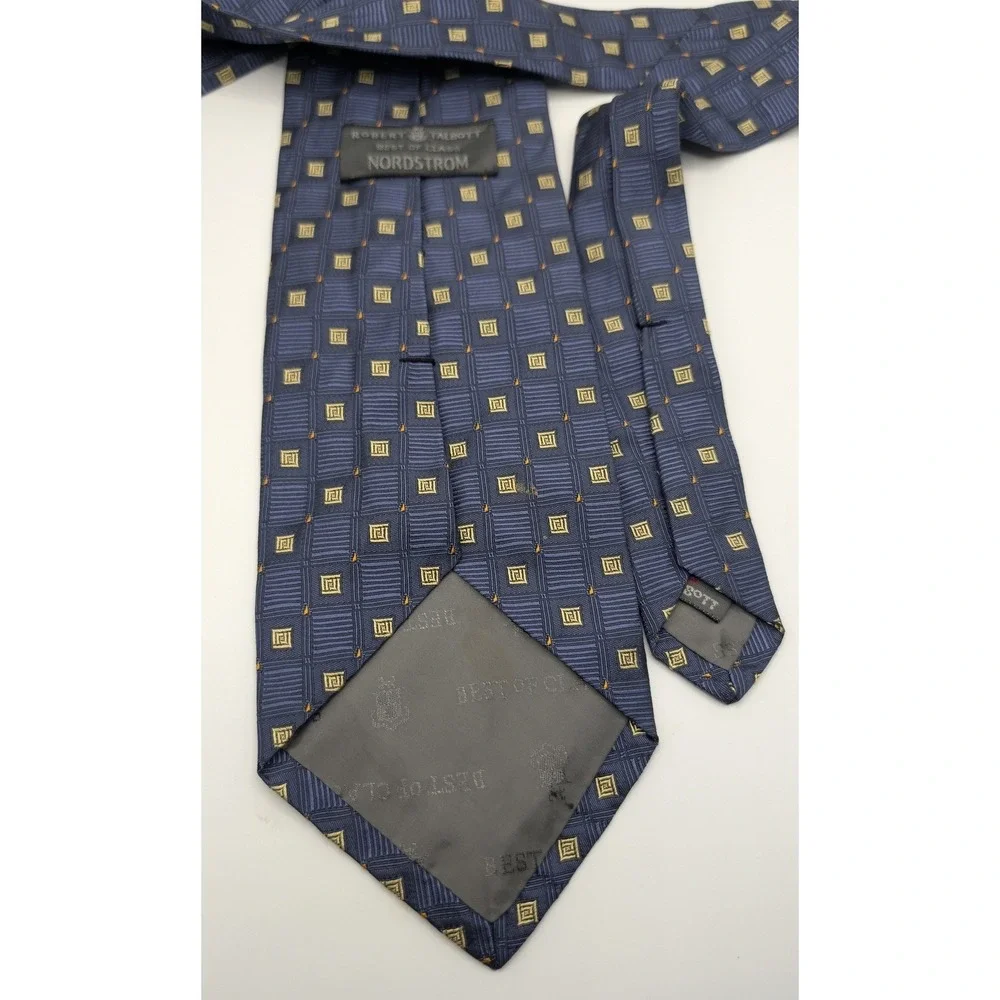 Robert Talbott Best of Class Nordstrom Mens Silk Tie Navy Blue Geometric Square